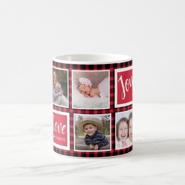 Mug Red Buffalo Plaid 12 Photos Collage Noël (Centre)