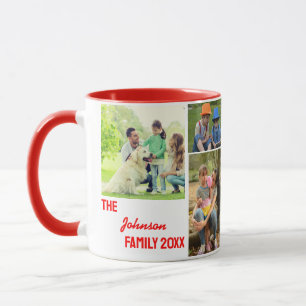 Mug Red Calligraphy Family Photo Collage