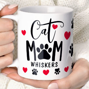 Mug Red Cat Maman Pawprint Personnalisé Animaux de com