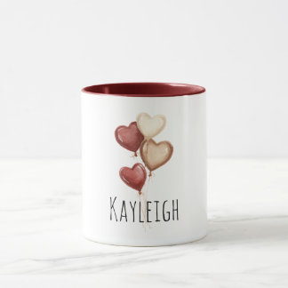 Mug Red Cream Heart Balloons