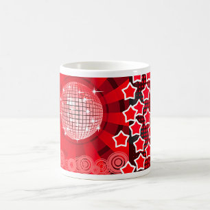 Mug Red Disco Party Thème avec étoiles et Parties scin