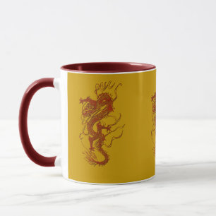 Mug Red Dragon Asian Art Design