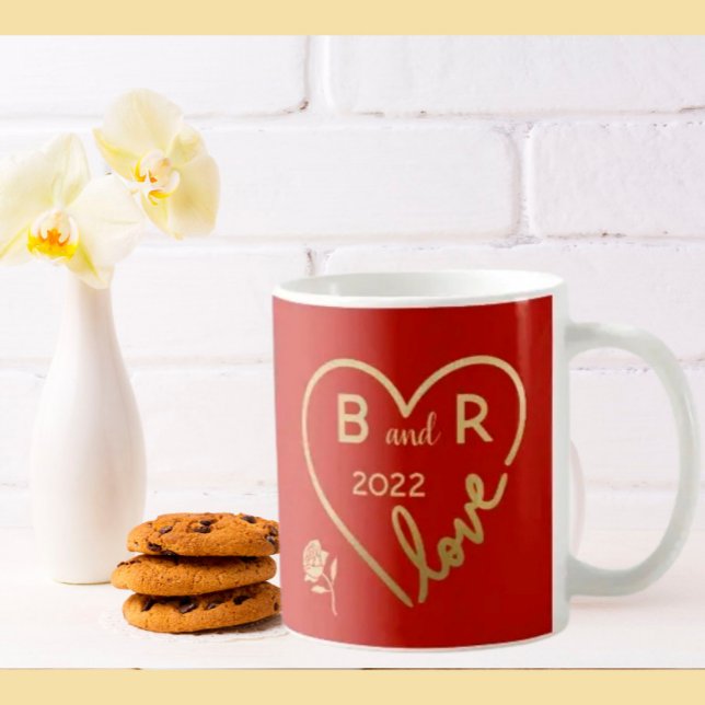 Mug Red Heart Love Monograms (Créateur téléchargé)