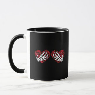 Mug Red Heart Skeleton Mains Classique