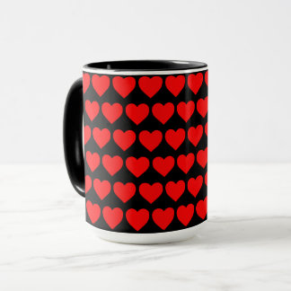 Mug Red Hearts design pattern valentine love