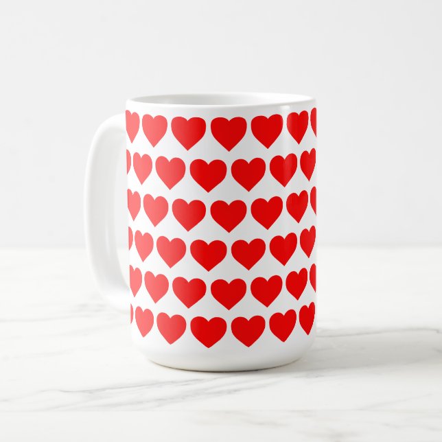 Mug Red Hearts design pattern valentine love (Devant gauche)
