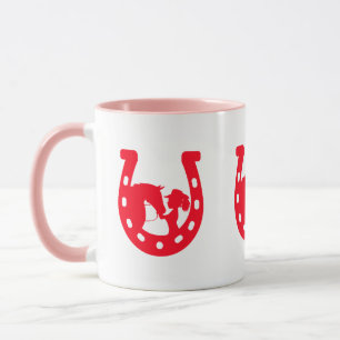 Mug Red Horseshoe Girl and Horse