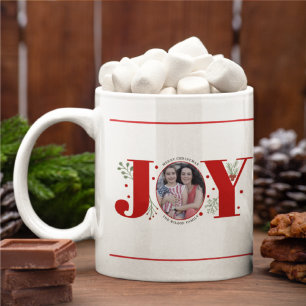Mug Red Joy avec baies photo de Noël