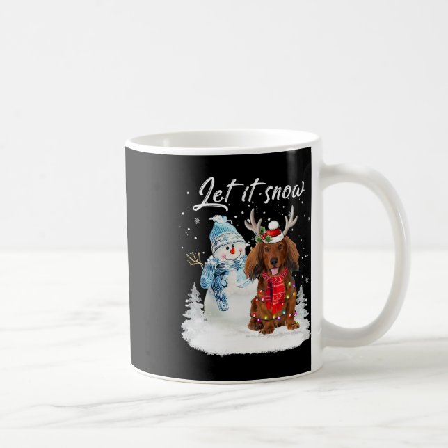 Mug Red Long Haid Dachshund Père Noël Chien neige de N (Droite)