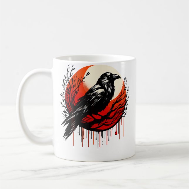 Mug Red Moon Raven Black Crow (Gauche)