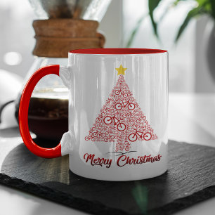 Mug Red Mtb Bicyclette Noël Arbre Joyeux Noël
