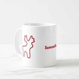 Mug Red Reindeer Contour Personalized Name