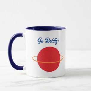 Mug Red Retro Planet, Caricature classique de l'espace