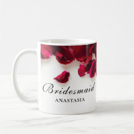Mug Red Rose Petals Mariage Bridesmaid