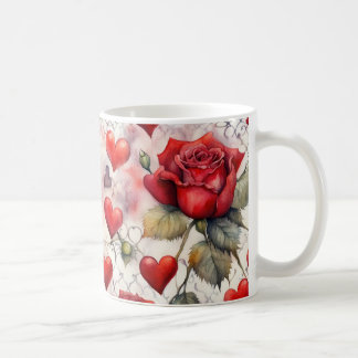 Mug Red Roses and Hearts Valentine