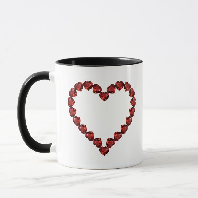 Mug Red Ruby Gemstone Heart (Gauche)