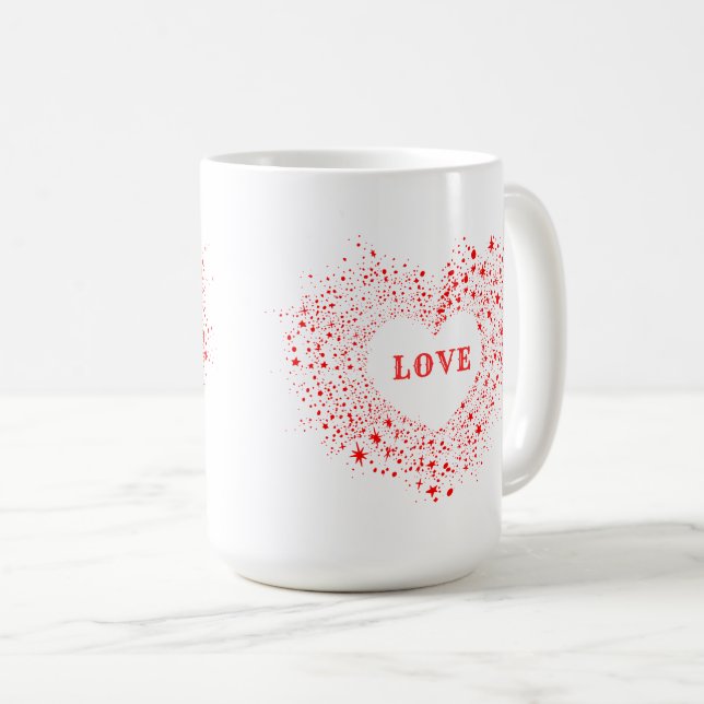 Mug Red Sparkles Valentine Heart Text Love (Devant droit)