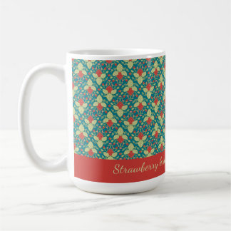 Mug Red Strawberry fruit, blossoms and runners