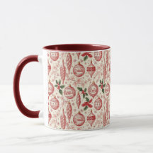 Red Toile Chinoiserie Christmas Ornaments