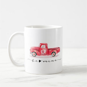 Mug Red Valentine Watercolor Vintage Truck Be Mine