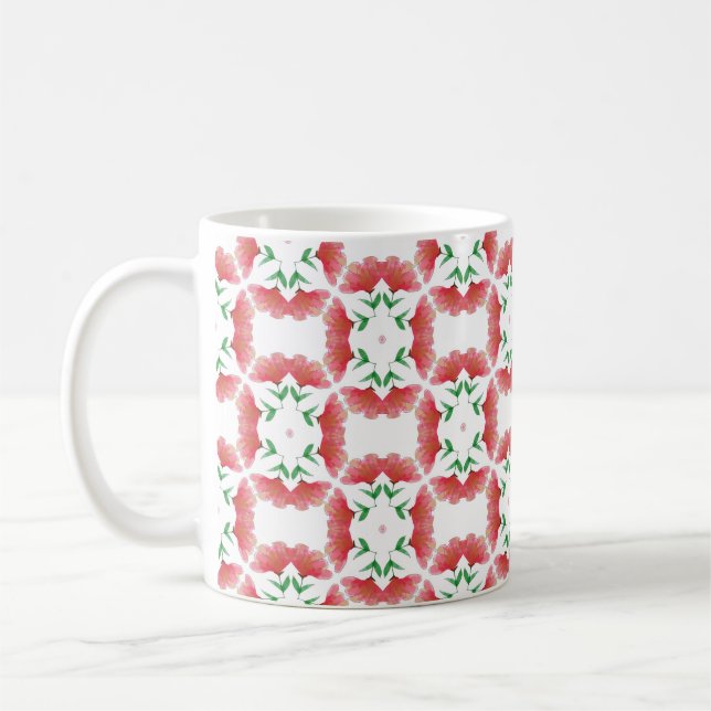 Mug Red Watercolor Floral design (Gauche)