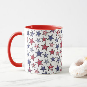 Mug Red White et Blue Stars Amérique Patriotique 