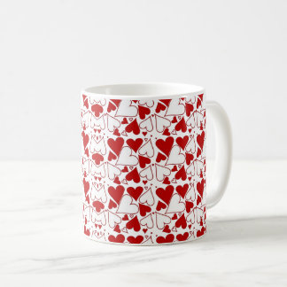 Mug Red & White Heart Pattern Love-Themed
