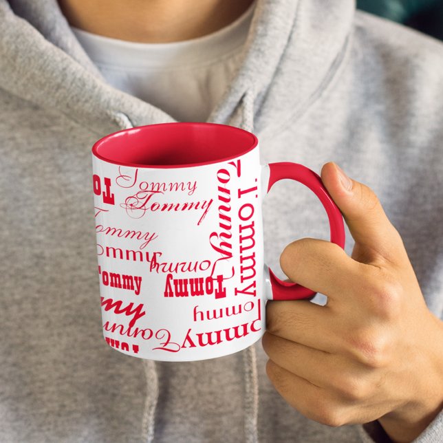 Mug Redmug, créez votre propre motif de nom rouge (custom red names)