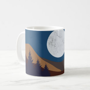 Mug Réflexion de la lune de la forêt Abstraite rustiqu
