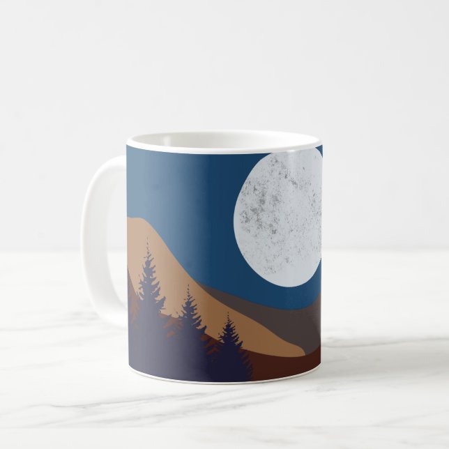 Mug Réflexion de la lune de la forêt Abstraite rustiqu (Devant gauche)