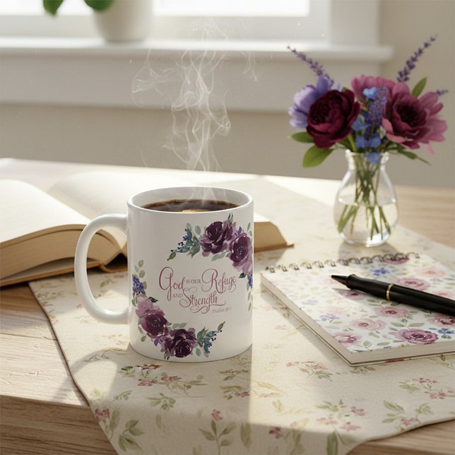 Mug Refuge et force floral violet  (Créateur téléchargé)