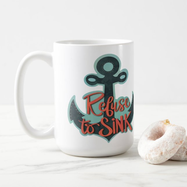 Mug Refus inspirationnel de couler l'intégrité Ancre (Avec donut)