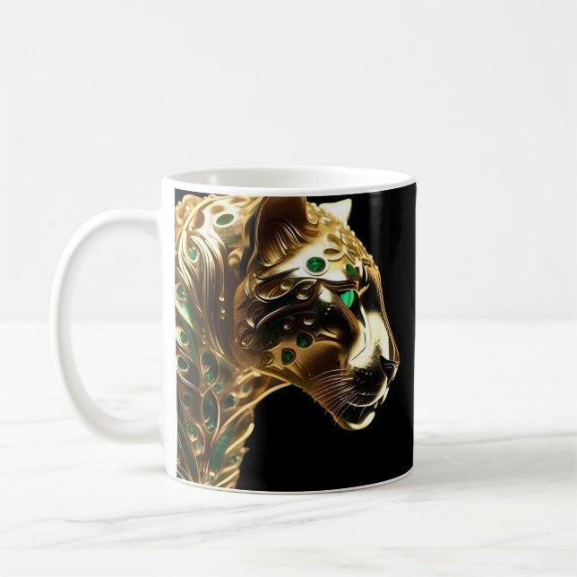 Mug Regal Grace : Le Jaguar d'or orné d'émeraudes (Gauche)