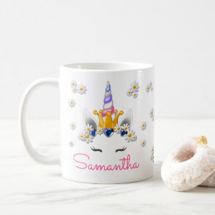 Mug Regal Unicorn Princess Crown Rhinestones & Daisies