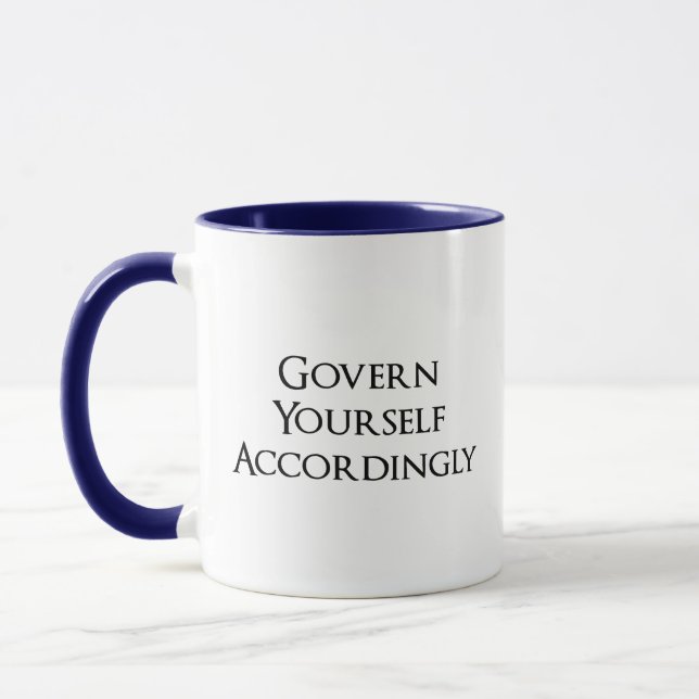 Mug Régissez-vous en conséquence avocat drôle (Gauche)