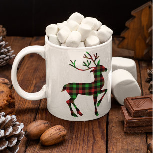 Mug Reinder Rouge et Buffle vert Plaid Noël