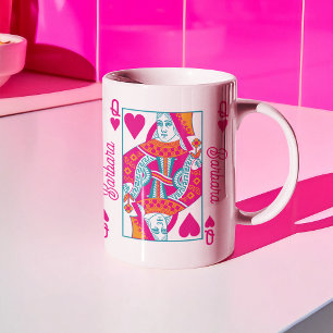 Mug Reine de coeur bleu orange rose personnalisée