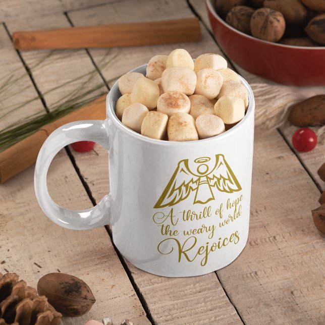 Mug Rejoignez Noël Carol Lyrics Gold Angel Pretty (Créateur téléchargé)