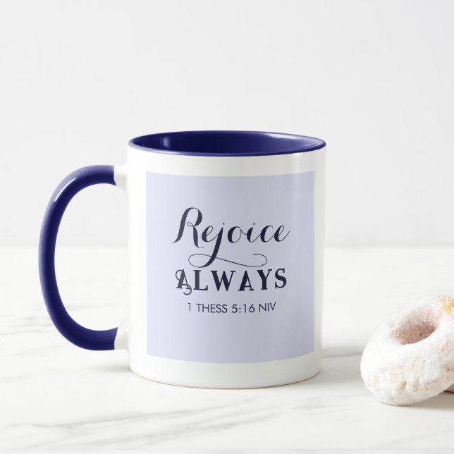 Mug Réjouissez-vous dans le Seigneur Bible Verse Chris (Avec donut)