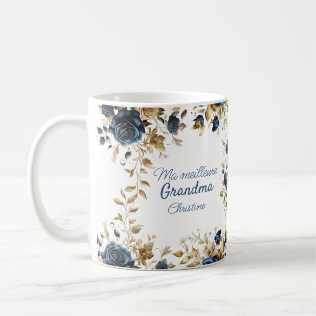 Mug Remerciement fleurs bleues (Gauche)