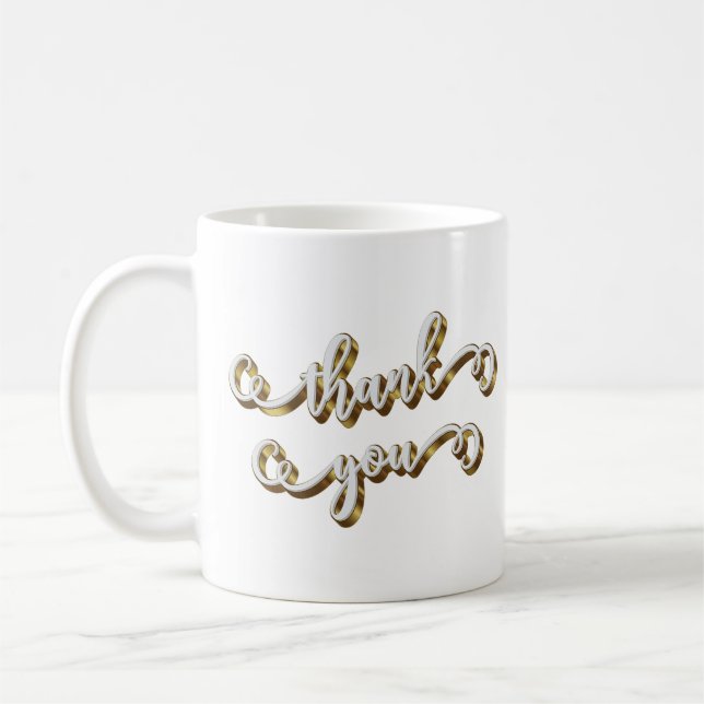 Mug Remerciement Typographie Or Moderne  (Gauche)