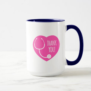 Mug Remerciements Stéthoscope à coeur rose