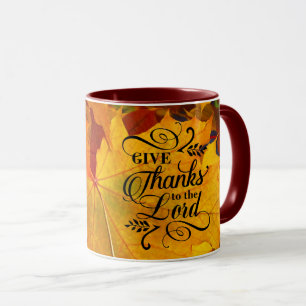 Mug Remerciez le Seigneur de belles feuilles d'automne