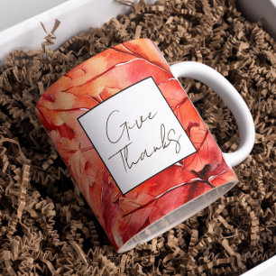Mug Remerciez Red Fall Leaves Thankgiving