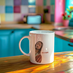Mug Remettez-Le Drôle Jésus Sur arrière - plan Blanc