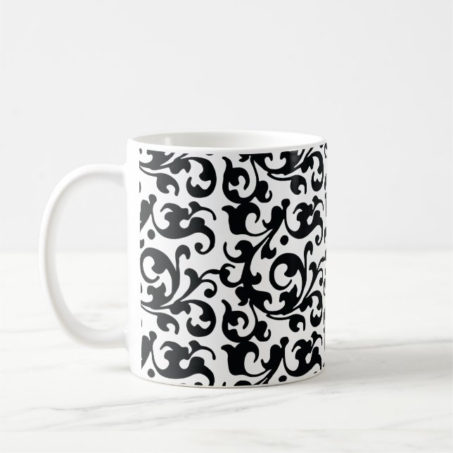 Mug Remous noirs et blancs élégants de damassé (Gauche)