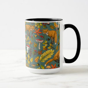 Mug Renard d'automne sur pin vert
