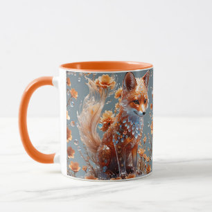 Mug Renard en verre rouge mignon Imaginaire