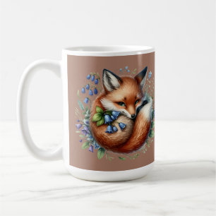 Mug Renard floral botanique brun de la forêt