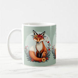 Mug Renard Floral Envoûtant Art Populaire de la Forêt